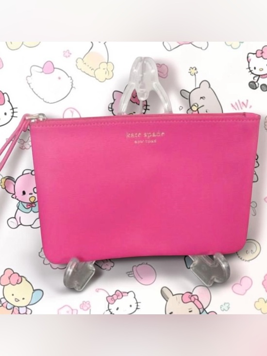 kate spade Handbags - Kate Spade New York Hot Pink Saffiano Leather Zip Wristlet